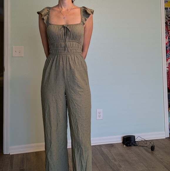 Olive Green Women's Jumpsuit - Picture 6 of 7